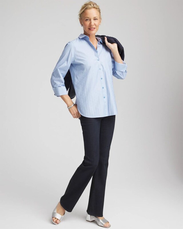 No Iron Striped Jacquard Sateen Shirt - image 2